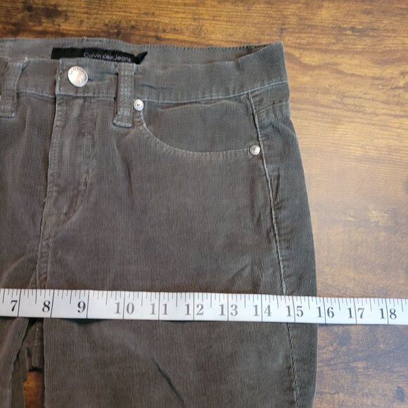 Calvin Klein Jeans Size 6 Corduroy Ultimate Skinny Olive Green Low Rise - Picture 7 of 11